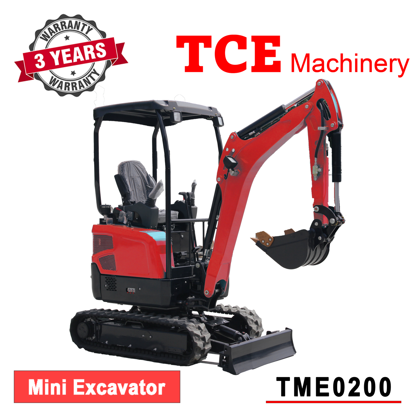 TCE Machinery TME0200 Mini Excavator 4400lbs. Kubota Engine