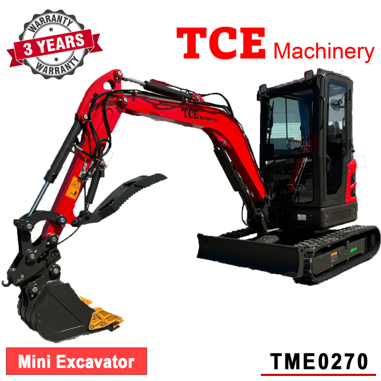 TCE Machinery TME0270 Mini Excavator 5940lbs Kubota Engine