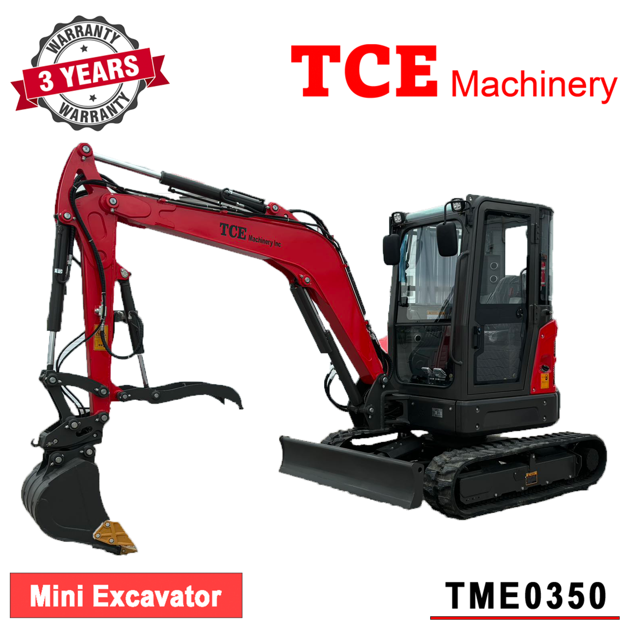 TCE Machinery TME0350 Mini Excavator 8377lbs. Kubota Engine