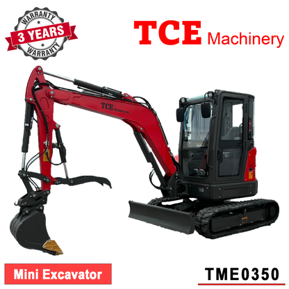 TCE Machinery TME0350 Mini Excavator 8377lbs. Kubota Engine