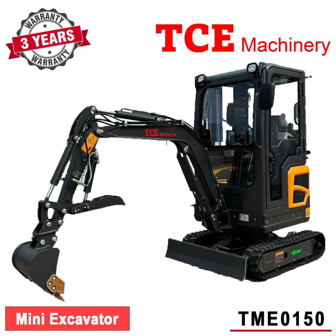 TCE Machinery TME0150 Mini Excavator 3300lbs. Kubota Engine