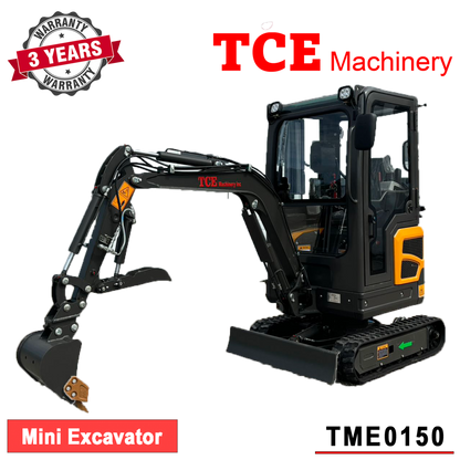 TCE Machinery TME0150 Mini Excavator 3300lbs. Kubota Engine